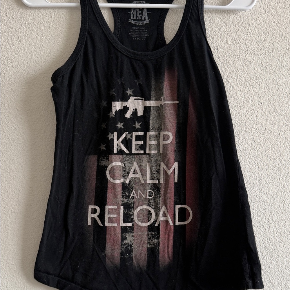 Black Tank Top with Patriotic Graphic